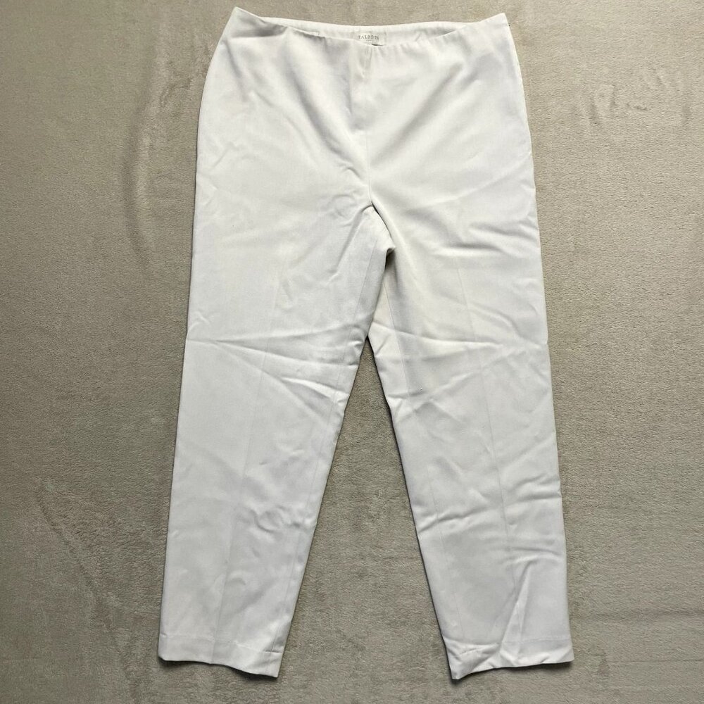 Talbots Pants Women 16 Heritage Beige Lined Crop Career Pockets Side Zip Trouser